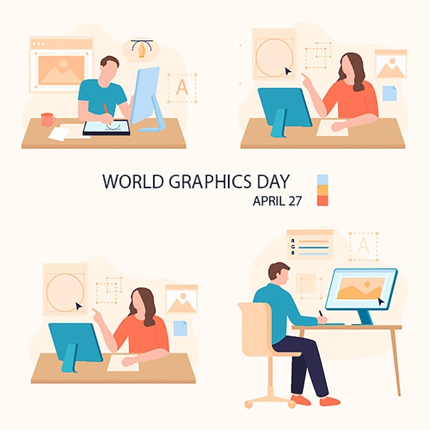 Platte wereld grafische dag illustratie