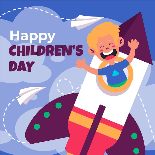 Vector platte wereld kinderdag illustratie