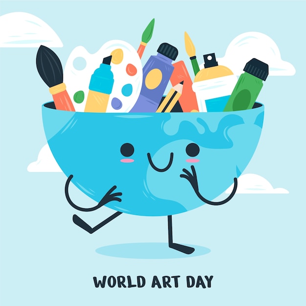 Vector platte wereld kunst dag illustratie