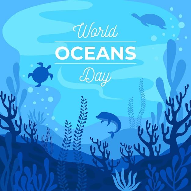 Vector platte wereld oceanen dag illustratie