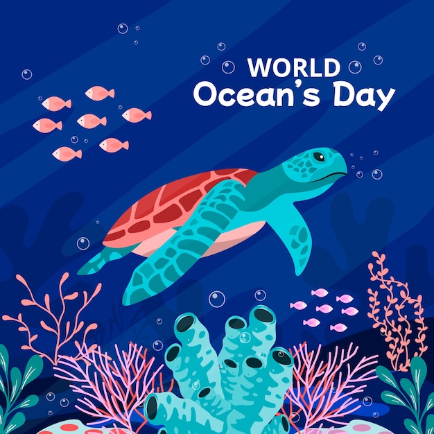 Vector platte wereld oceanen dag illustratie