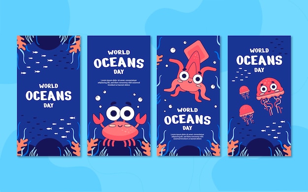 Platte wereld oceanen dag instagram verhalencollectie