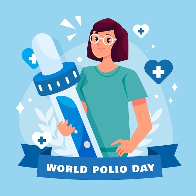 Platte wereld polio dag illustratie