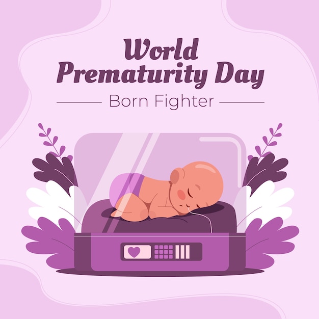 Vector platte wereld prematuriteit dag illustratie