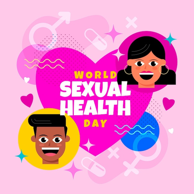Vector platte wereld seksuele gezondheid dag illustratie