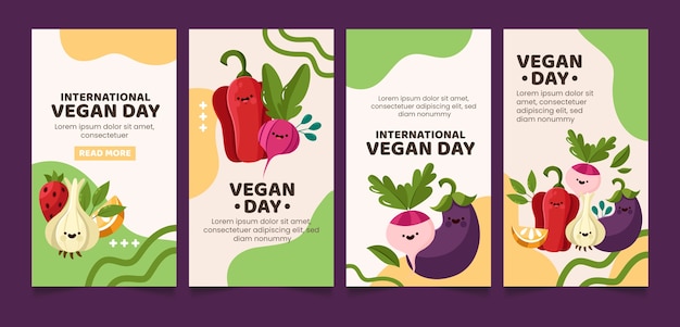 Platte wereld veganistische dag instagram verhalencollectie