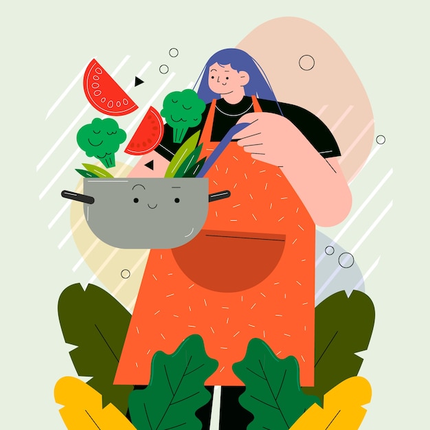 Vector platte wereld vegetarische dag illustratie