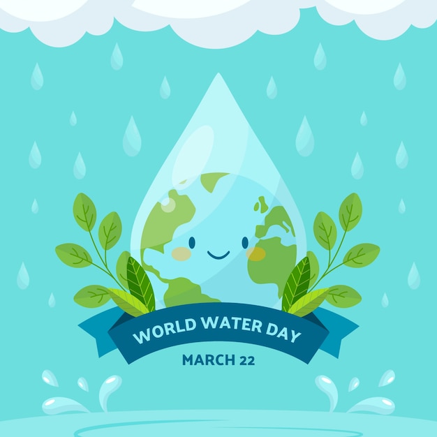 Vector platte wereld water dag illustratie