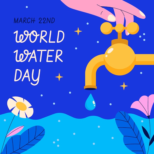 Vector platte wereld water dag illustratie