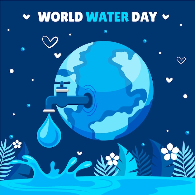 Vector platte wereld water dag illustratie