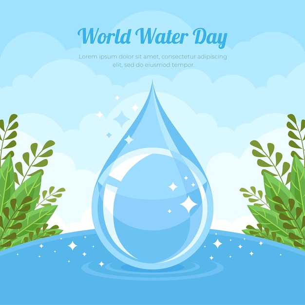 Vector platte wereld water dag illustratie