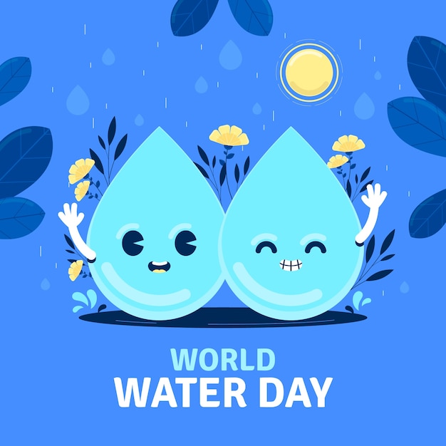 Vector platte wereld water dag illustratie