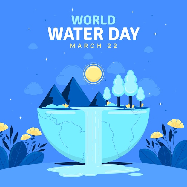 Vector platte wereld water dag illustratie