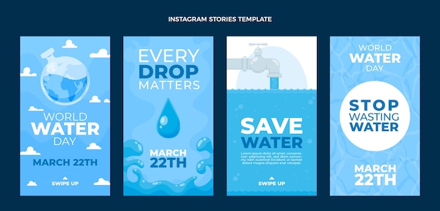 Platte wereld water dag instagram verhalencollectie