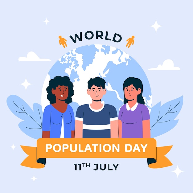 Platte wereldbevolking dag illustratie