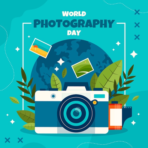 Platte wereldfotografie dag illustratie