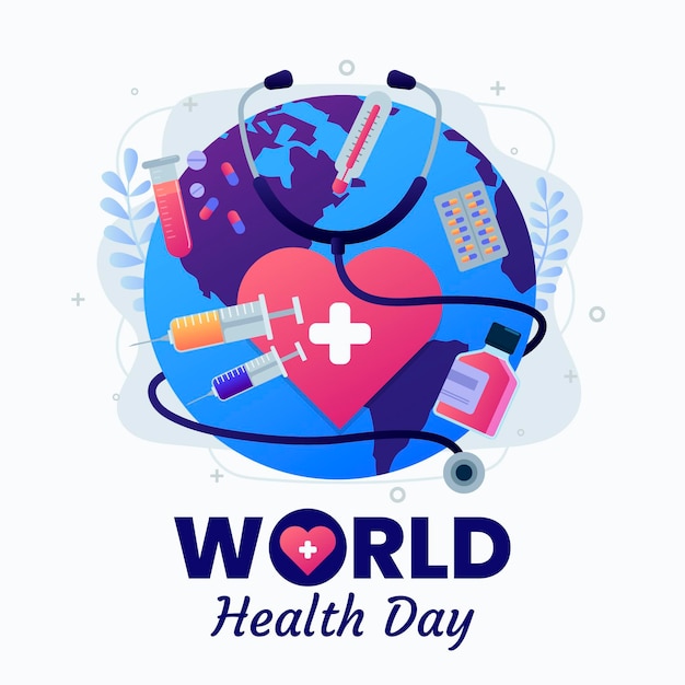 Platte wereldgezondheidsdag viering illustratie
