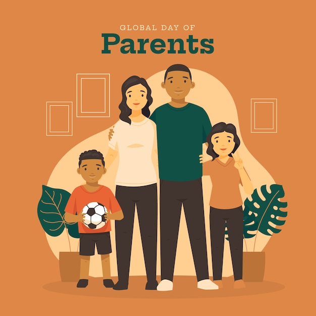 Vector platte wereldwijde dag van ouders illustratie