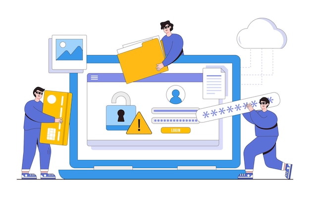 Platte wereldwijde persoonlijke cybergegevensbeveiliging online internetbeveiliging of informatieprivacybeschermingsconcept Overzichtsstijlillustratie voor afbeeldingen van de heldenafbeeldingen van infographics van de landingspagina webbanner