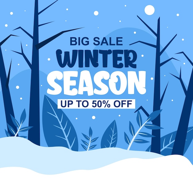 Platte Winter Sale Social Media Banner Illustratie