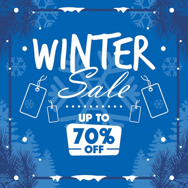 Platte Winter Sale Social Media Banner Illustratie