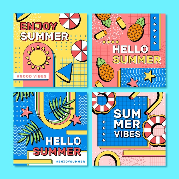 Platte zomer instagram posts collectie