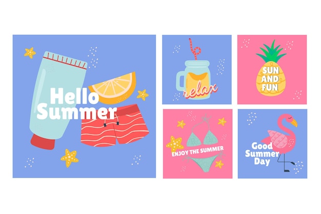 Platte zomer instagram postverzameling Sociale media