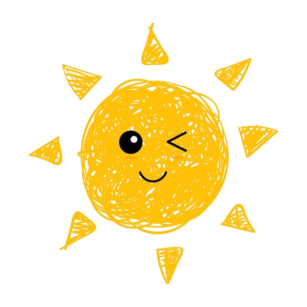 Platte zon pictogram Zon pictogram Trendy vector zomer symbool voor website ontwerp web knop mobiele app vector doodle suns