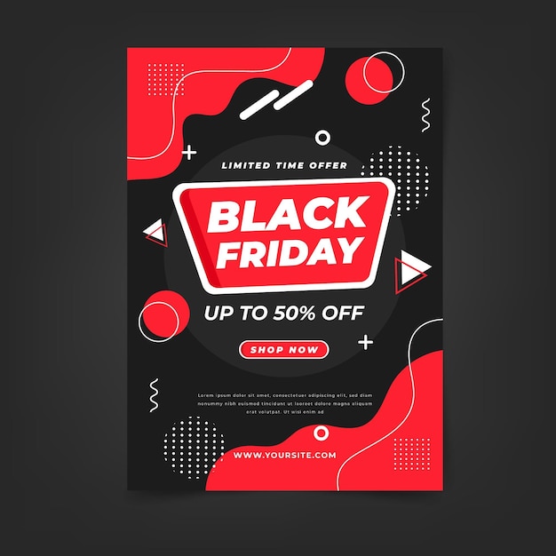 Platte zwarte vrijdag flyer ontwerpsjabloon