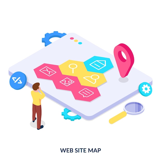 Plattegrond van de website. Lijst met sitepagina's voor navigatie en zoekmachineoptimalisatie. vector illustratie