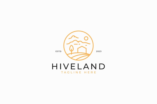 Platteland landbouwgrond illustratie abstract logo concept voor landbouw teken symbool