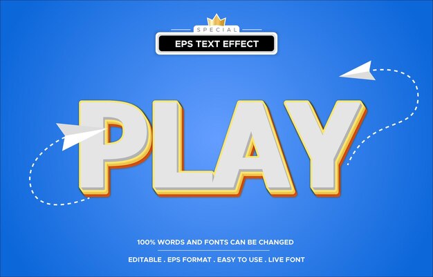 Play 3d style editable text effect template