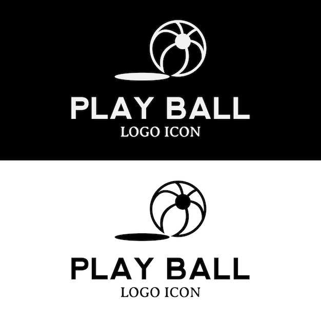 Vector play ball silhouette with shadow for summer and spring kid outdoor activity business logo design