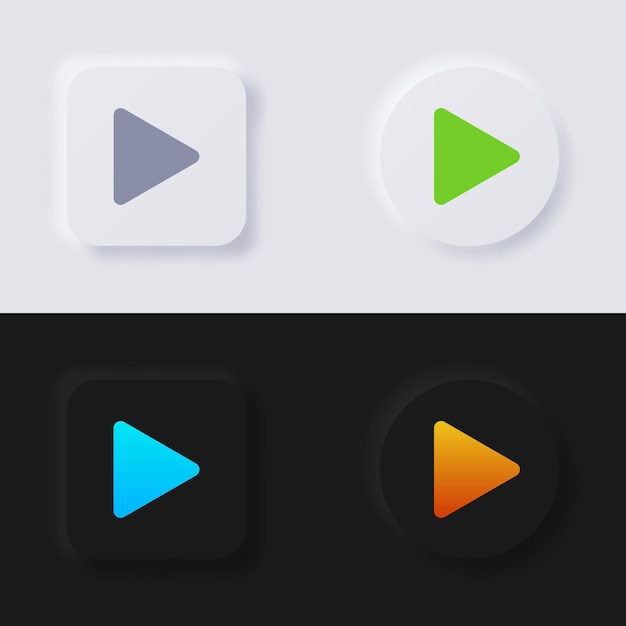 再生ボタン アイコン矢印アイコン セット多色ニューモーフィズム ボタン ソフト ui デザイン web デザイン アプリケーション ui など ボタン ベクトル