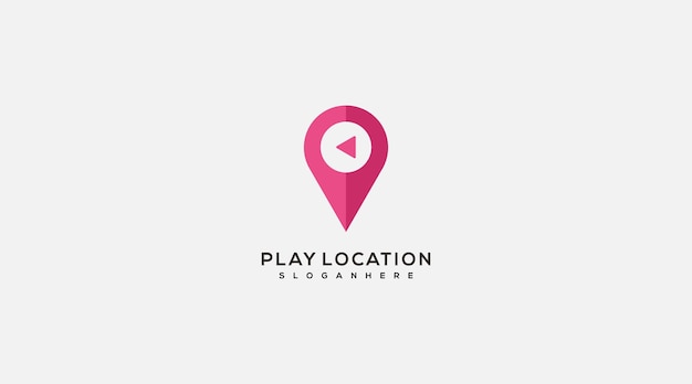 Play button and location pin logo design vector