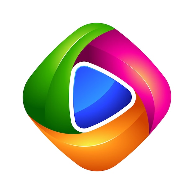 Play Button Media Colorful Logo Design
