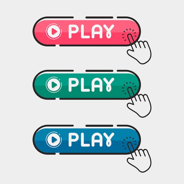 Play button set Premium Vector