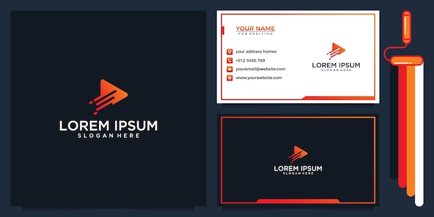 play button with inspiration speed and business card