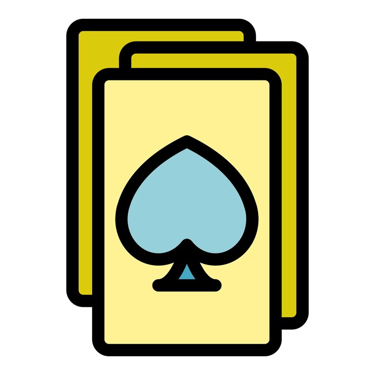 Vector play cards icon outline vector draw lottery lucky prize color flat
