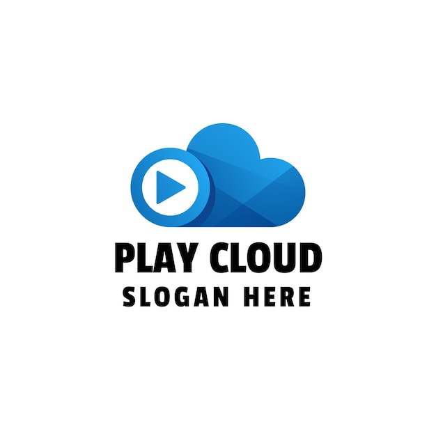 Шаблон логотипа play cloud gradient