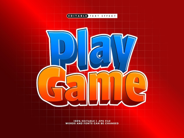 play game 3d editable text effect in game style