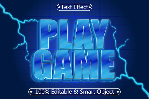 Vector play game editable text effect 3 dimension emboss modern style