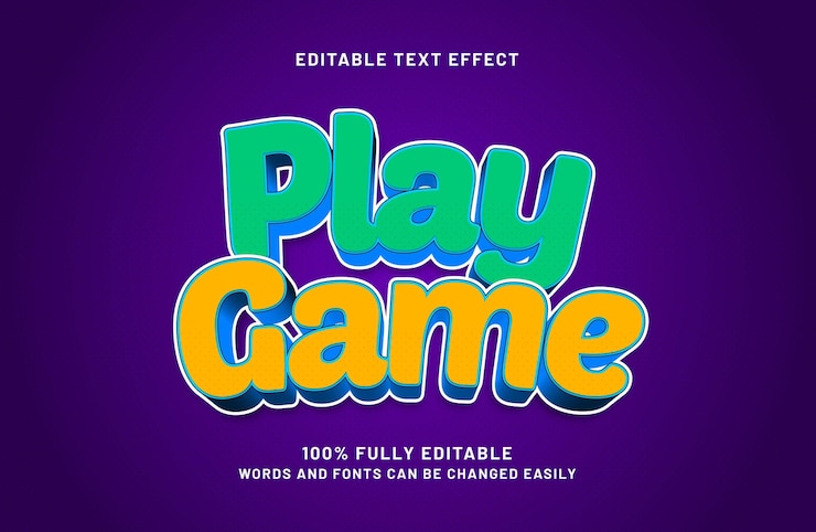 Vector play game editable text effect in happy and joyful text style