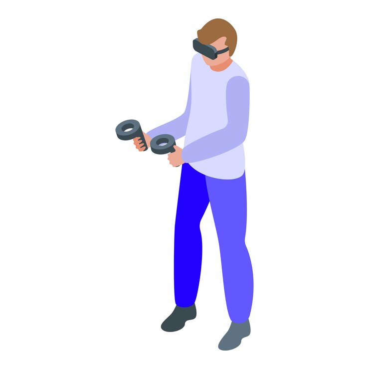 Vector play headset game tech icon isometric vector neon science