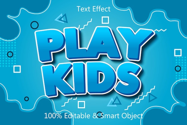 Gioca a kids editable text effect 3 dimensioni emboss cartoon style