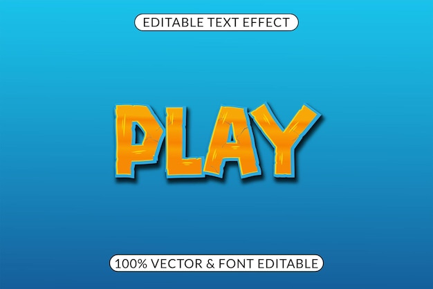 Vector play lettering design with editable gradient text effect