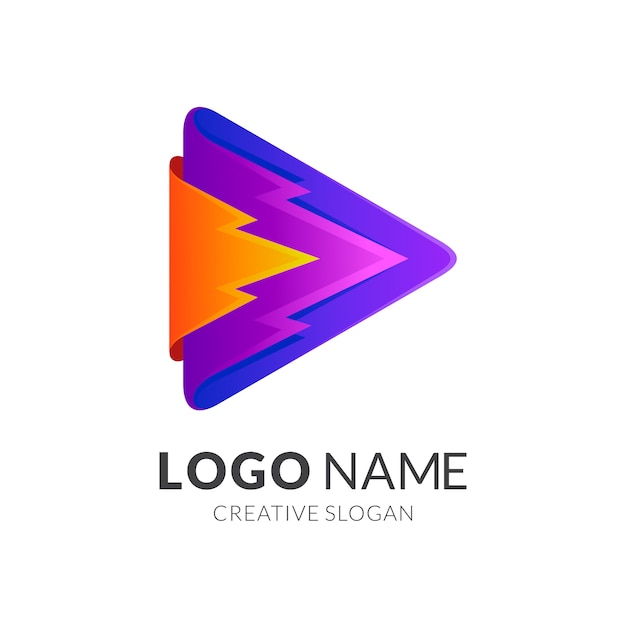 Логотип play с красочным шаблоном дизайна