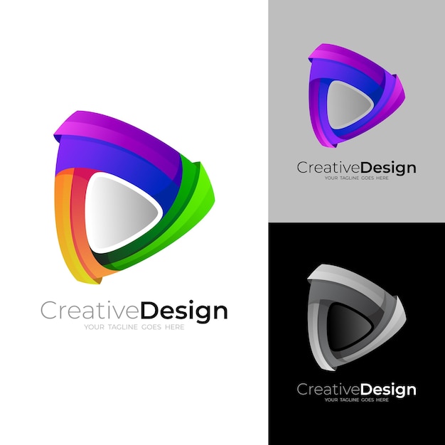 Play and love logo design combination, 3d colorful