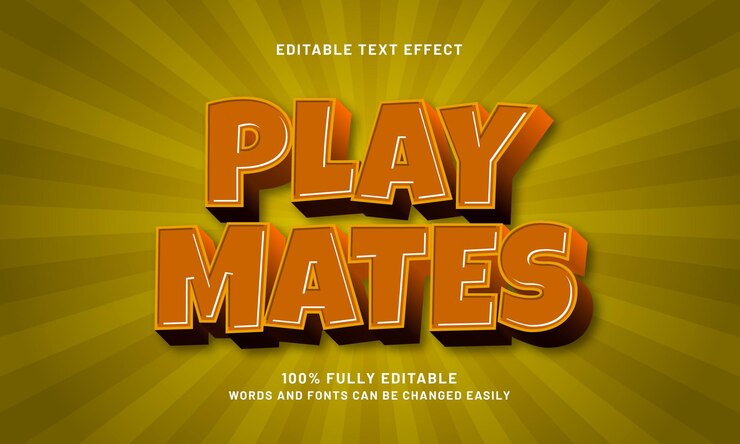 Vector play mates editable text effects with a kids and play theme