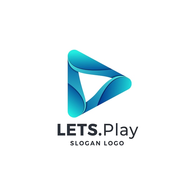 Play Media Gradient Logo Vector Icon Illustration